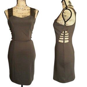 Womens Sleeveless Bodycon Dress 9 Olive Chic Studded Side Cutout Partywear Club